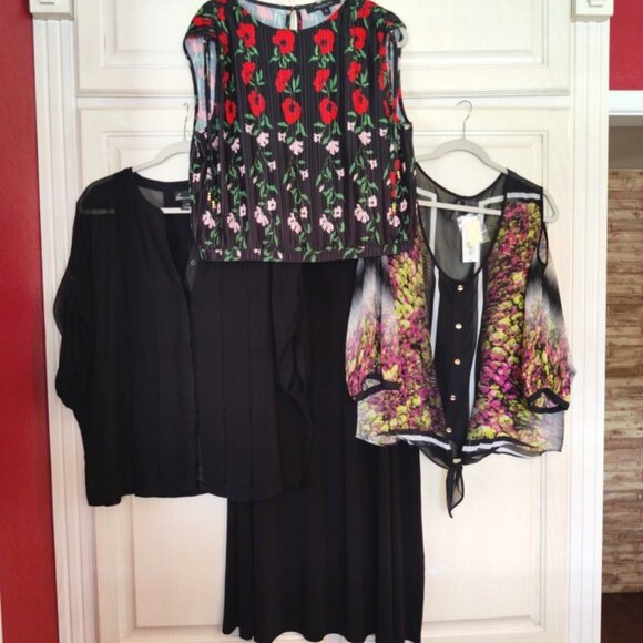Lane Bryant A Line Black Maxi Skirt & 3 Blouses Bundle of 4, Size XL - Picture 1 of 16